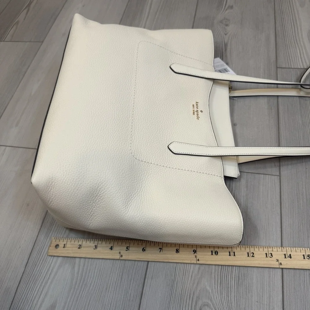 NWT Kate Spade KN624 Cece Pebbled Leather Large Tote Set In Meringue BEIGE - Picture 9 of 13